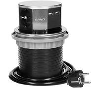 Orno AE-1381(GS) Presa Multipla a Scomparsa a 3 Ingressi 3650W max Ø 10 cm con Cavo Schuko da 1,5 m