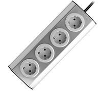 ORNO FS-2(GS) Presa Angolare 4x Shuko 3680W Montaggio a 45° Su Superficie Per Cucina Ufficio e Piano Di Lavoro (4 comparti + cavo)