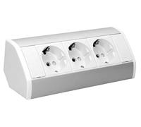 ORNO GM-9001(GS) Presa Angolare 3x Shuko 3680W Montaggio a 45° Su Superficie Per Cucina, Ufficio e Piano Di Lavoro (Bianco)