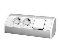 ORNO GM-9002 Presa Angolare 2x Shuko con Interruttore e Blocco Bambini 45 ° a Montaggio Superficiale 3680W per Cucina Ufficio e Piano di Lavoro (bianca)