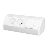 ORNO GM-9002/W-G Presa Scrivania Per Mobili 2x2P + Z Con Interruttore E Sicurezza Bambini Montaggio A Parete A 45 ° 3680W Presa Francese Tipo E Bianco E Argento
