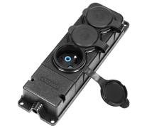 ORNO Multipresa Elettrica 3 Prese Esterna Impermeabile IP44 230V 16A Resistente Agli Urti Non Infiammabile (Tipo francese)