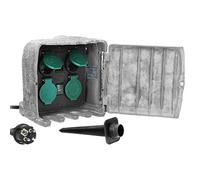 ORNO OR-AE-13185(GS) - Presa da giardino effetto pietra, cavo in gomma H07RN-F, 3 x 1,5 mm2, 3 m, 2 modalità di funzionamento IP 44