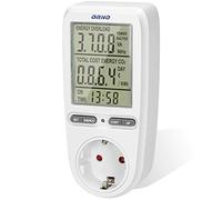 ORNO WAT-435(GS) - Contatore elettrico per presa di corrente, grande schermo LCD, batteria integrata, 3680 W
