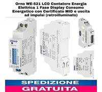 Orno WE-521,Contatore digitale AC LCD a 1fase,certificato MID e uscita a Impulsi