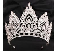 Ornrjfll Big Miss Universo Corone di cristallo strass Tiara da sposa donna costume concorso diadema accessori per capelli matrimonio argento bianco