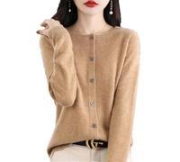 Ornrjfll Cardigan da donna in lana girocollo lavorato a maglia caldo casual a maniche lunghe maglione, Jin Tuo, S
