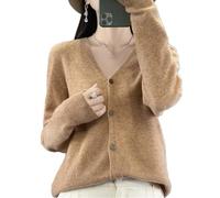 Ornrjfll Cardigan da donna in lana lavorata a maglia con scollo a V, maglione in cashmere morbido e morbido, Jin Tuo, XL