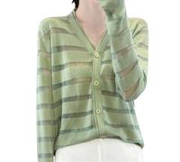 Ornrjfll Cardigan lavorato a maglia da donna con scollo a V sottile maglione patchwork vuoto, 1679, L