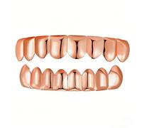Oro 18 carati, bigiotteria dentale stile hip-hop, facilmente abbinabile. Scegli tra set da 6/8 denti, modelli a canini e design traforati per un look accattivante.(Pink,Modelo 1)