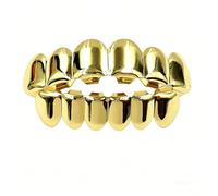 Oro 18 carati, bigiotteria dentale stile hip-hop, facilmente abbinabile. Scegli tra set da 6/8 denti, modelli a canini e design traforati per un look accattivante.(Black,Modelo 2)
