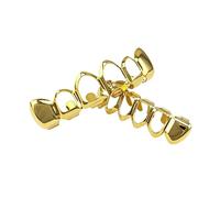 Oro 18 carati, bigiotteria dentale stile hip-hop, facilmente abbinabile. Scegli tra set da 6/8 denti, modelli a canini e design traforati per un look accattivante.(Gold,Modelo 5)