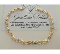 Oro 18 Karati 750% BRACCIALE Uomo Donna Unisex ORO GIALLO e BIANCO Bicolore