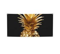 Oro Ananas Banner Segno per Esterno Interno Compleanno Sfondo Poster Decorazioni per Feste Forniture Foto Sfondo con Occhielli Bandiera da Parete Personalizzata