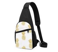 Oro Ananas Sfondo Casual Una Spalla Cross Body Borsa Petto Portafoglio Borsa Telefono Borsa Da Uomo Cross Body Bag Viaggio Walking Marsupio, Nero , Taglia unica