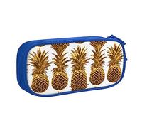 oro ananas sfondo stampato matita sacchetto trucco sacchetto di gioielli scatola di immagazzinaggio portatile caso di gioielli da viaggio nero, Blu, Taglia unica, Astuccio portamatite