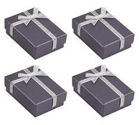 Oro Anello Regalo Scatola E Nastro Piccolo Nero Grigio Antracite Imbottito Lusso