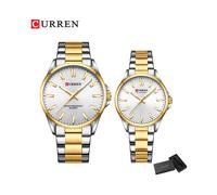(oro bianco) CURREN Orologio al quarzo da coppia con bracciale per coppia, creativo, per il tempo libero,