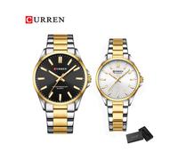 (oro bianco nero) Orologi da coppia del marchio CURREN per gli amanti, semplici e classici, al quarzo,