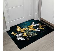 Oro Blu Nero Foglia di Ginkgo Farfalla Zerbino Interno Tappetini da Bagno Antiscivolo Impronta Moquette Assorbente Tappeto della Porta del Corridoio Della Cucina (Multicolor 3, 40_x_60_cm)