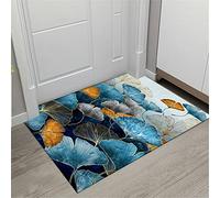 Oro Blu Nero Foglia di Ginkgo Farfalla Zerbino Interno Tappetini da Bagno Antiscivolo Impronta Moquette Assorbente Tappeto della Porta del Corridoio Della Cucina (Multicolor 1, 40_x_60_cm)