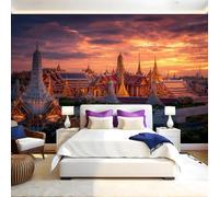 Oro Carta da Parati Edificio del Palazzo del Tramonto Fotomurali Effetto 3D Poster 450 x 315 cm Murale Poster Moderna Decor per Camera da letto Camera dei Bambini Soggiorno