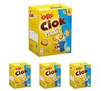 Oro Ciok Mini Cookies Mini Biscotto Cookies Ripieno di Gocce di Cioccolato al latte Fonte Naturale di Fibre, Senza Coloranti e Conservanti 4 monoporzioni da 40g 160 g (Confezione da 4)