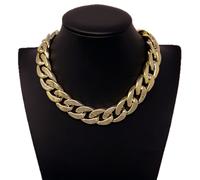 Nero Collana Catena 40cm Girocollo In Acrilico Maglia Larga 2cm Donna