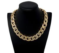 Nero Collana Catena 40cm Girocollo In Acrilico Maglia Larga 2cm Donna