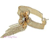 Oro Decorativo Gatsby Pizzo Rete Fiore Burlesque Girocollo Collana Con