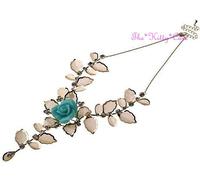 Oro Decorativo Maglia di Pizzo Fiore Rosa Volute Collare Collana con /