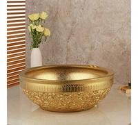 Oro di Lusso Ceramica Lavabo Bagno Rubinetto Lavabo Lavabo Lavabo Set Bagno Combinare In Ottone Massiccio Miscelatore Rubinetto