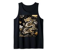 Oro Drago Cinese Nero Chinoiserie Acquerello Fortunato Asi Canotta