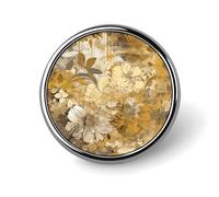 Oro E Beige Fiori Distintivo Rotondo Carino Spilla Cappelli Giacche Decorazione Personalizzata Spilla Abbigliamento Gioielli Accessori per Festa di Nozze Regalo