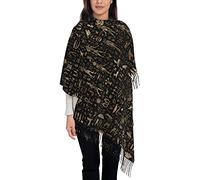 Oro E Nero Antichi Dei Egizi E Geroglifici Sciarpe Lunghe Da Donna Morbido Scialle Elegante Donna Sciarpa