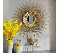 Oro Europeo Forma del Sole Specchi Decorativi da Parete in Ferro Battuto Carta da Parati Fotografica Casa Soggiorno Bagno Portico Caldo, 60cm