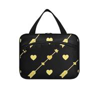 Oro Freccia Cuore Modello Nero Moda Appeso Dimensioni Articoli da toeletta per gli Uomini con gancio, Designer Chic Hanging Borse da toilette per i viaggiatori Bagno Bolsa para guardar maquillaje L