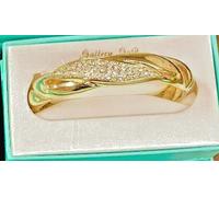 Oro Giallo 18kt Bracciale Rigido a Pavé Zirconia Cubica Box Cerniera di Qualità