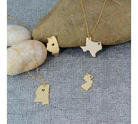 Oro Giallo Argento Sterling Stati Uniti D'America Mappa Collana Ogni Sate Avail