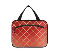 Oro Griglia Gradiente Moderno Cubo Rosso Appeso Borse per le Donne Viaggiare con Gancio, Designer Moda Cosmetico Trucco Borsa per la mamma Viaggio estuche para guardar maquillaje L