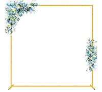 Oro metallo quadrato arco di nozze fiori cornice sfondo stand 6.6FT palloncino composizione floreale decorazione reception giardino arco pergolato per festa eventi decorazione stand sfondo