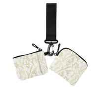 Oro Natale Floreale Donne Casi di Carta Porta Cambiamento Titolare Sottile Portatile Cerniera Portafoglio con Cinturino da Polso per Lavoro Viaggio 2 Pz, Oro Natale Floreale, 1 size, Casual