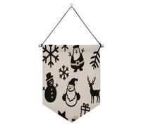 Oro Nero Pupazzo di neve Cervo Banner invernale appeso con asta telescopica banner bandiera appeso decorazioni per feste per Festival & giorno speciale suministros para fiesta de a?o nuevo