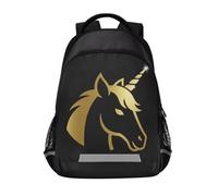 Oro Nero unicorni 16 bambini zaino con cinghia toracica libri borse per gli uomini mochilas escolares para adolescenti mochila para