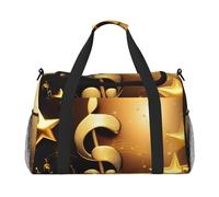 Oro Nota Musicale con Stampa Stella Lucida Caduta Grande Viaggio Grande Capacità Borsa Da Viaggio A Mano Carry On Tote Pieghevole Borsa Da Viaggio