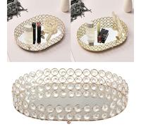 Oro ovale Specchio Candela Centrotavola Che Serve Piatto Decorativo Vassoio