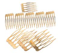 Oro Pettine Laterale 10 Pezzi in Metallo per Chioma, a 5 Denti | Denti Lisci e Antiscivolo, Finitura Lucida, per Chignon Medi, Uso Quotidiano e Servizi Fotografici
