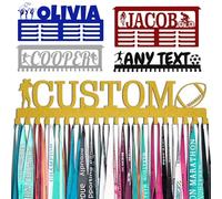 Oro Porta medaglie personalizzato con ganci per nome, espositore per premi e nastri, da parete, ginnastica, corridori, ragazzi, ragazze, bambini, regalo personalizzato per sport, espositore per