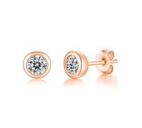 Oro rosa 9K Orecchini a Bottone Semplice con moissanite rotonda da 1 carato