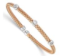 Oro Rosa Argento Sterling Bianco Zaffiro Halo Rete Cavo Polsino Bracciale Rigido